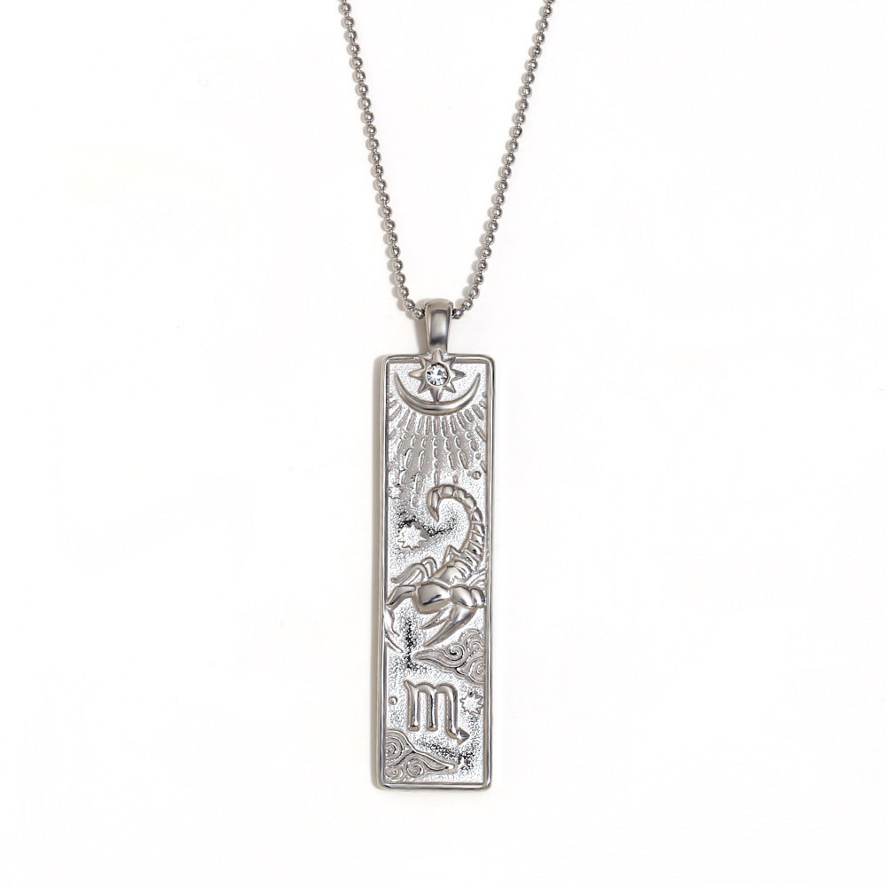 Wholesale Stainless steel plated square twelve zodiac sign necklace
